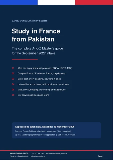 Front page of the Study in France 2027 guide