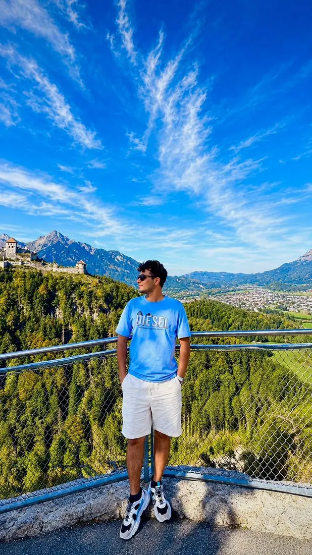 Saad at a mountain viewpoint in Tirol, Austria